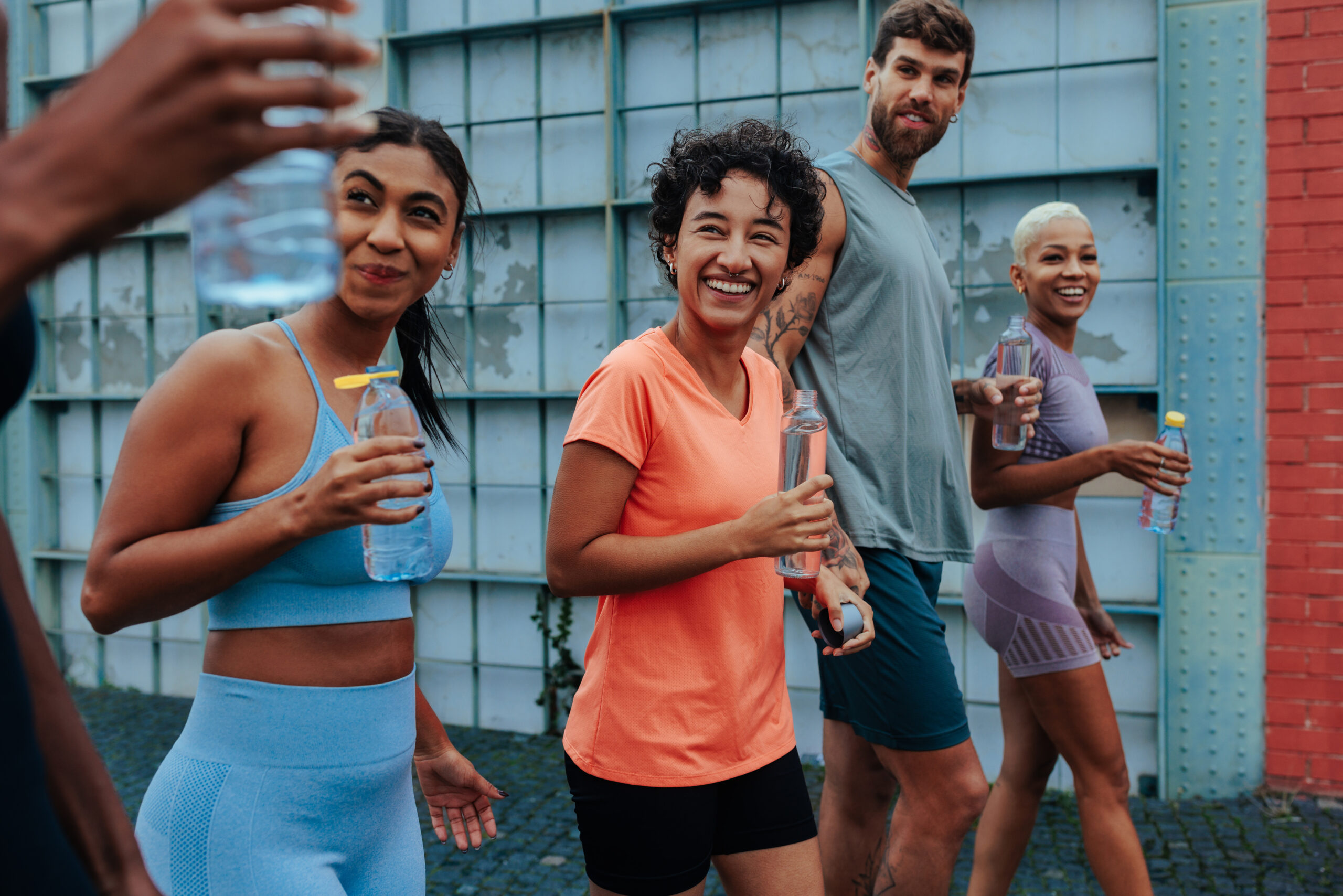 A group of active people recover after exercise