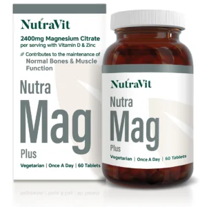 A bottle of NutraVit NutraMag Plus supplements 