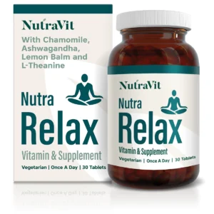 A bottle of NutraVit Nutra Relax supplements